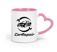 AYUEHBN Ceramics Stylish Coffee Mug Car Repair Racing Speed Trace Auto Service （11oz/320ml） Cappuccino, Latte Macchiato, Tea, Espresso Pink