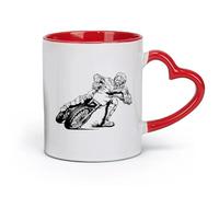 AYUEHBN Ceramics Stylish Coffee Mug Extreme Sports Motorcycle Racing Speed Biker （11oz/320ml） Great for Home, Office, Cafes, Gift Ideas Red