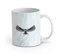 AYUEHBN Ceramics Stylish Coffee Mug Flying Night Bird Owl Wings Feathers Predatory Hunting （11oz/320ml） for Office, Home Marble Blue
