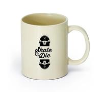 AYUEHBN Ceramics Stylish Coffee Mug Slogan of Skateboarders Skate or Die Sport （11oz/320ml） Great for Home, Office, Cafes, Gift Ideas Light Yellow