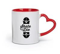 AYUEHBN Ceramics Stylish Coffee Mug Slogan of Skateboarders Skate or Die Sport （11oz/320ml） Great for Home, Office, Cafes, Gift Ideas Red