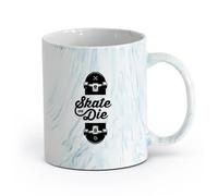 AYUEHBN Ceramics Stylish Coffee Mug Slogan of Skateboarders Skate or Die Sport （11oz/320ml） Great for Home, Office, Cafes, Gift Ideas Marble Blue