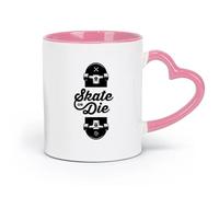 AYUEHBN Ceramics Stylish Coffee Mug Slogan of Skateboarders Skate or Die Sport （11oz/320ml） Great for Home, Office, Cafes, Gift Ideas Pink