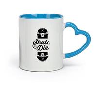 AYUEHBN Ceramics Stylish Coffee Mug Slogan of Skateboarders Skate or Die Sport （11oz/320ml） Great for Home, Office, Cafes, Gift Ideas Blue