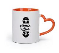 AYUEHBN Ceramics Stylish Coffee Mug Slogan of Skateboarders Skate or Die Sport （11oz/320ml） Great for Home, Office, Cafes, Gift Ideas Orange