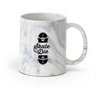 AYUEHBN Ceramics Stylish Coffee Mug Slogan of Skateboarders Skate or Die Sport （11oz/320ml） Great for Home, Office, Cafes, Gift Ideas Marble Black