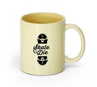 AYUEHBN Ceramics Stylish Coffee Mug Slogan of Skateboarders Skate or Die Sport （11oz/320ml） Great for Home, Office, Cafes, Gift Ideas Beige