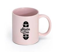 AYUEHBN Ceramics Stylish Coffee Mug Slogan of Skateboarders Skate or Die Sport （11oz/320ml） Great for Home, Office, Cafes, Gift Ideas Pink