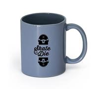 AYUEHBN Ceramics Stylish Coffee Mug Slogan of Skateboarders Skate or Die Sport （11oz/320ml） Great for Home, Office, Cafes, Gift Ideas Blue-Gray