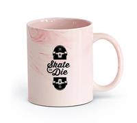 AYUEHBN Ceramics Stylish Coffee Mug Slogan of Skateboarders Skate or Die Sport （11oz/320ml） Great for Home, Office, Cafes, Gift Ideas Marble Pink