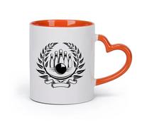 AYUEHBN Ceramics Stylish Coffee Mug Sport Bowling Skittles Entertainment Center （11oz/320ml） Office, Home, Café, Dishwasher & Microwave Safe Orange