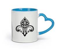 AYUEHBN Ceramics Stylish Tea and Coffee Cups Heraldic Lily Flower De Luce Ornament （11oz/320ml） for Tea, Hot Chocolate Blue