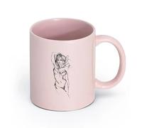 AYUEHBN Ceramics Stylish Tea and Coffee Cups Hot Sex Appeal Woman Sketch Drawing （11oz/320ml） Office, Home, Café, Dishwasher & Microwave Safe Pink