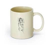 AYUEHBN Ceramics Stylish Tea and Coffee Cups Hot Sex Appeal Woman Sketch Drawing （11oz/320ml） Office, Home, Café, Dishwasher & Microwave Safe Light Yellow