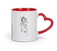 AYUEHBN Ceramics Stylish Tea and Coffee Cups Hot Sex Appeal Woman Sketch Drawing （11oz/320ml） Office, Home, Café, Dishwasher & Microwave Safe Red