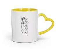 AYUEHBN Ceramics Stylish Tea and Coffee Cups Hot Sex Appeal Woman Sketch Drawing （11oz/320ml） Office, Home, Café, Dishwasher & Microwave Safe Yellow