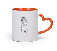 AYUEHBN Ceramics Stylish Tea and Coffee Cups Hot Sex Appeal Woman Sketch Drawing （11oz/320ml） Office, Home, Café, Dishwasher & Microwave Safe Orange