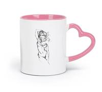 AYUEHBN Ceramics Stylish Tea and Coffee Cups Hot Sex Appeal Woman Sketch Drawing （11oz/320ml） Office, Home, Café, Dishwasher & Microwave Safe Pink