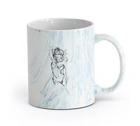 AYUEHBN Ceramics Stylish Tea and Coffee Cups Hot Sex Appeal Woman Sketch Drawing （11oz/320ml） Office, Home, Café, Dishwasher & Microwave Safe Marble Blue