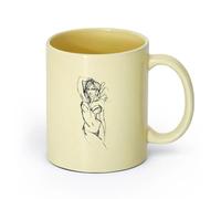 AYUEHBN Ceramics Stylish Tea and Coffee Cups Hot Sex Appeal Woman Sketch Drawing （11oz/320ml） Office, Home, Café, Dishwasher & Microwave Safe Beige