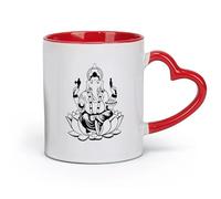 AYUEHBN Ceramics Stylish Tea and Coffee Cups India Hinduism Elephant God Ganesha （11oz/320ml） Office, Home, Café, Dishwasher & Microwave Safe Red