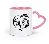 AYUEHBN Ceramics Stylish Tea and Coffee Cups Lion Head King Animal Africa Mane （11oz/320ml） Great for Home, Office, Cafes, Gift Ideas Pink