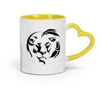 AYUEHBN Ceramics Stylish Tea and Coffee Cups Lion Head King Animal Africa Mane （11oz/320ml） Great for Home, Office, Cafes, Gift Ideas Yellow