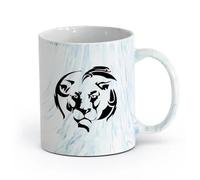 AYUEHBN Ceramics Stylish Tea and Coffee Cups Lion Head King Animal Africa Mane （11oz/320ml） Great for Home, Office, Cafes, Gift Ideas Marble Blue
