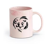 AYUEHBN Ceramics Stylish Tea and Coffee Cups Lion Head King Animal Africa Mane （11oz/320ml） Great for Home, Office, Cafes, Gift Ideas Marble Pink