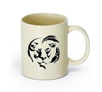 AYUEHBN Ceramics Stylish Tea and Coffee Cups Lion Head King Animal Africa Mane （11oz/320ml） Great for Home, Office, Cafes, Gift Ideas Light Yellow