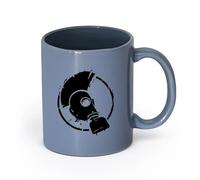 AYUEHBN Ceramics Stylish Tea and Coffee Cups Punk Style Subculture Mohawk Gas Mask （11oz/320ml） Cappuccino, Latte Macchiato, Tea, Espresso Blue-Gray