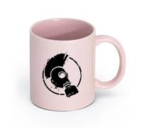 AYUEHBN Ceramics Stylish Tea and Coffee Cups Punk Style Subculture Mohawk Gas Mask （11oz/320ml） Cappuccino, Latte Macchiato, Tea, Espresso Pink
