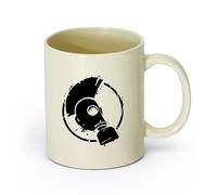 AYUEHBN Ceramics Stylish Tea and Coffee Cups Punk Style Subculture Mohawk Gas Mask （11oz/320ml） Cappuccino, Latte Macchiato, Tea, Espresso Light Yellow