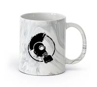 AYUEHBN Ceramics Stylish Tea and Coffee Cups Punk Style Subculture Mohawk Gas Mask （11oz/320ml） Cappuccino, Latte Macchiato, Tea, Espresso Marble Black