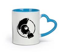 AYUEHBN Ceramics Stylish Tea and Coffee Cups Punk Style Subculture Mohawk Gas Mask （11oz/320ml） Cappuccino, Latte Macchiato, Tea, Espresso Blue