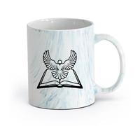 AYUEHBN Ceramics Tea and Coffee Cups Animals and Birds General Ledger Bible White Dove Holy Spirit （11oz/320ml） Restaurant, Office Marble Blue
