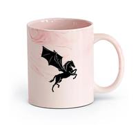 AYUEHBN Ceramics Tea and Coffee Cups Horse with Wings Flying Pegasus Fairytale Animal （11oz/320ml） Unique Office Gift for Women & Men Marble Pink