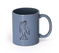 AYUEHBN Ceramics Tea and Coffee Cups Japanese Woman Asian Girl Geisha with Fan （11oz/320ml） Stylish & Durable - Microwave & Dishwasher Safe Blue-Gray