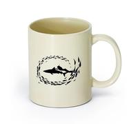 AYUEHBN Ceramics Tea and Coffee Cups Nautical Sea Animal Shark Scuba Girl Fish Patterns （11oz/320ml） for Tea, Hot Chocolate Light Yellow