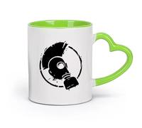 AYUEHBN Ceramics Tea and Coffee Cups Punk Style Subculture Mohawk Gas Mask （11oz/320ml） Cappuccino, Latte Macchiato, Tea, Espresso Green