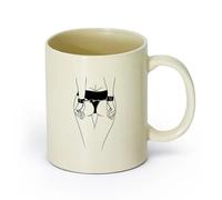 AYUEHBN Ceramics Tea and Coffee Cups Sex Appeal Girl Booty Strip Handcuffs No Clothes （11oz/320ml） for Tea, Hot Chocolate Light Yellow