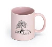 AYUEHBN Ceramics Tea and Coffee Cups Tree Book Leaves Knowledge Library Reading Room （11oz/320ml） for Tea Coffee Hot Brew Pink