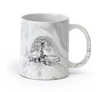 AYUEHBN Ceramics Tea and Coffee Cups Tree Book Leaves Knowledge Library Reading Room （11oz/320ml） for Tea Coffee Hot Brew Marble Black