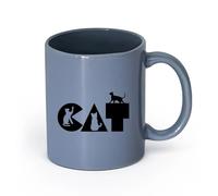 AYUEHBN Ceramics Tea, Coffee and Hot Chocolate Cups Cat Word Pets Kittens （11oz/320ml） Humorous Gift for Coffee Lovers, Work Besties, Coworkers & Friends Blue-Gray