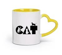 AYUEHBN Ceramics Tea, Coffee and Hot Chocolate Cups Cat Word Pets Kittens （11oz/320ml） Humorous Gift for Coffee Lovers, Work Besties, Coworkers & Friends Yellow