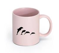 AYUEHBN Ceramics Tea, Coffee and Hot Chocolate Cups Dolphins Marine Ocean Animals （11oz/320ml） Ceramic Coffee Mug for Cappuccino Tea, Milk, Pink