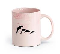 AYUEHBN Ceramics Tea, Coffee and Hot Chocolate Cups Dolphins Marine Ocean Animals （11oz/320ml） Ceramic Coffee Mug for Cappuccino Tea, Milk, Marble Pink