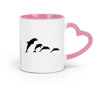 AYUEHBN Ceramics Tea, Coffee and Hot Chocolate Cups Dolphins Marine Ocean Animals （11oz/320ml） Ceramic Coffee Mug for Cappuccino Tea, Milk, Pink
