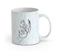 AYUEHBN Ceramics Tea, Coffee and Hot Chocolate Cups Dragon Myth Fantasy Fairy Tale （11oz/320ml） Cappuccino, Latte Macchiato, Tea, Espresso Marble Blue