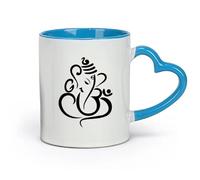 AYUEHBN Ceramics Tea, Coffee and Hot Chocolate Cups Ganesha Elephant God Hinduism （11oz/320ml） Dishwasher Microwave Safe,for Office and Home Blue